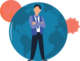 The boy is standing.