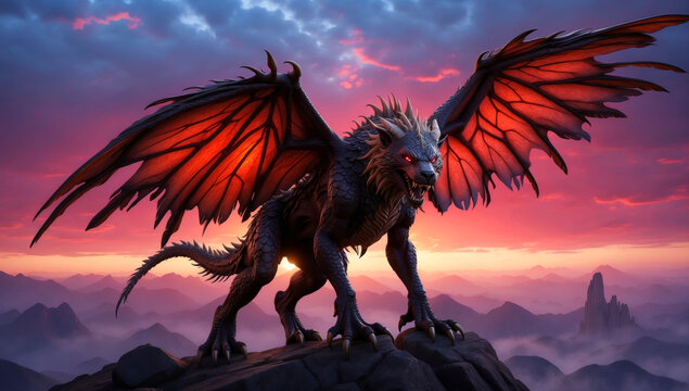 A hellhound with huge wings