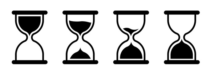 Sand watch icon set. Hourglass symbol. Flat vector illustration. Sandglass logo.
