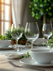  Elegant white dining table setup