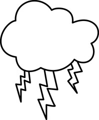 Storm cloud with lightning bolt Outline