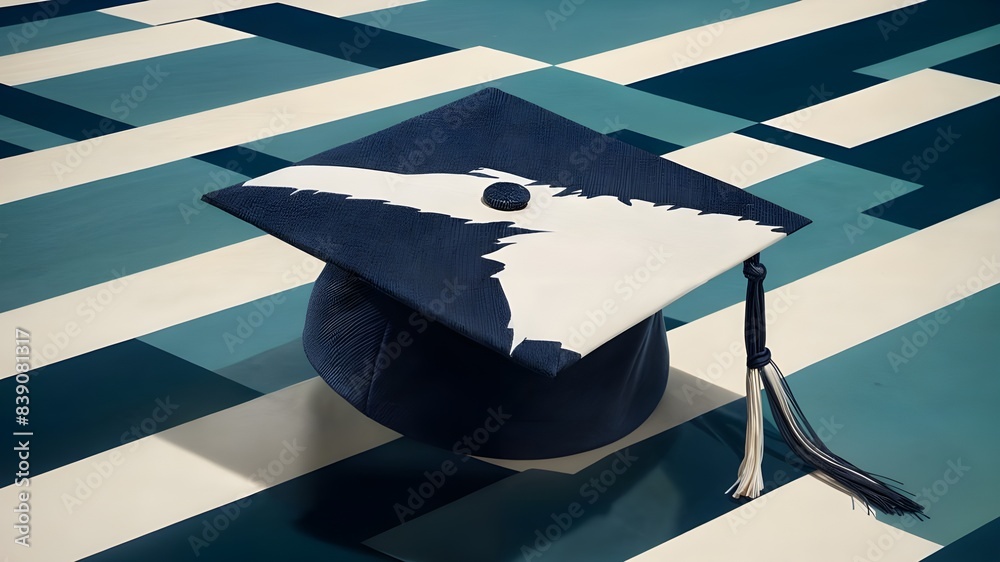 Wall mural a graduation cap with a ribbon on it - Wall murals