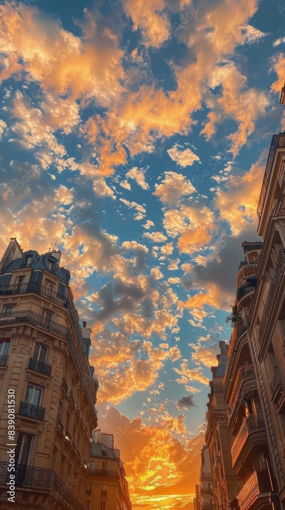 Canvas Prints Paris Sunset Sky Over City Buildings