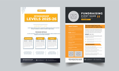 Nonprofit Event Sponsorship Levels Fundraising Flyers 2 style design layout concept 