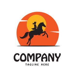 Cowboy riding a horse logo