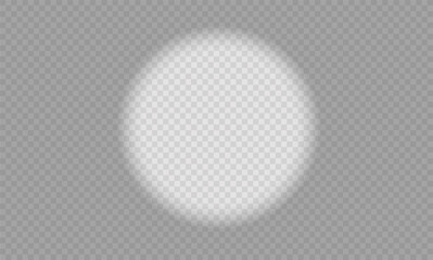 White shadow on a transparent background. Round Bright light effect. The circle for illumination is bright.