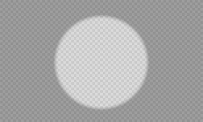 White shadow on a transparent background. Round Bright light effect. The circle for illumination is bright.