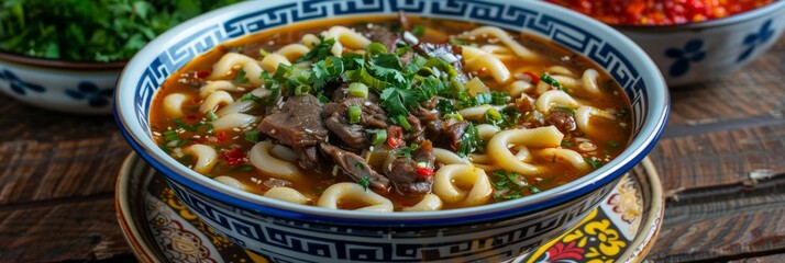 Lagman or Laghman, Traditional Thick Warming Beef Soup is Popular in Uzbekistan and Kazakhstan