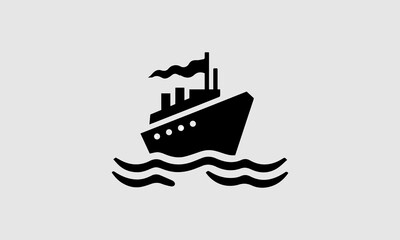Black and white vector ship model logo