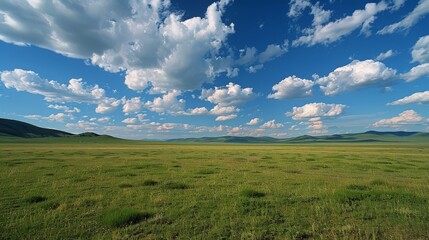 Fototapeta premium Bright Sunny Day Over a Lush Green Field