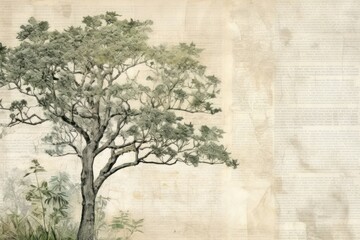 Tree ephemera border backgrounds drawing sketch.