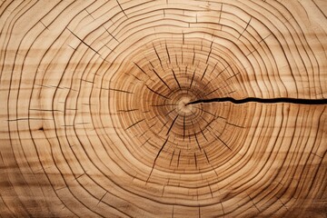 Fototapeta premium Old wooden oak tree cut surface. Rough organic texture of tree rings with close up of end grain
