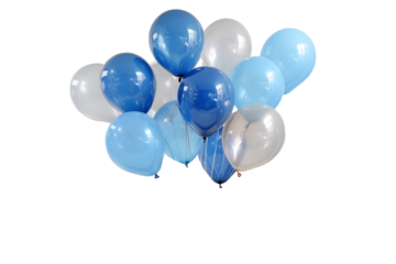 Grey blue balloons isolated on transparent background