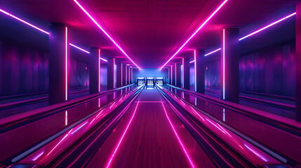 Fototapeta premium neon bowling lane The beauty of playing a sport of precision