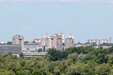 Obraz premium Panoramic view on New Belgrade from Kalemegdan park, Belgrade