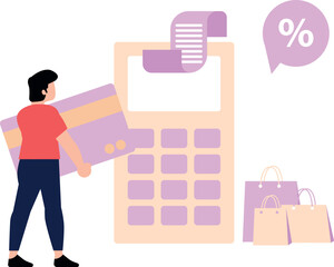 Guy is paying online.