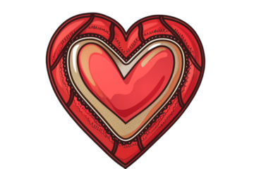 Heart embroidered patch badge on isolated transparent background