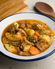 Stew with pork ribs, potatoes and fennel. Traditional Spanish gastronomy recipe.