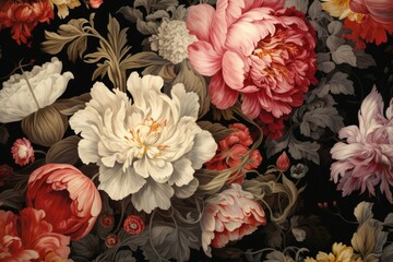 Floral wallpaper painting pattern.