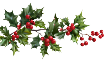 Holly berries isolated on transparent background