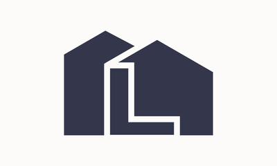 Vector initial letter l with home monogram apartment with simple layer logo design