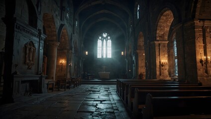 Obraz premium A short story about a mysterious event that occurs within the walls of an ancient church ai_generated