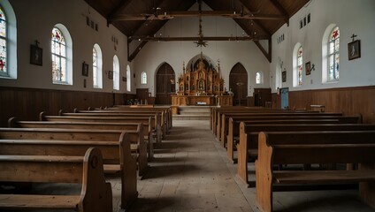 Fototapeta premium The conflict between tradition and modernity within a small town's church community ai_generated