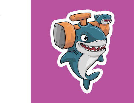 tooth cartoon character fish t-shirt design
