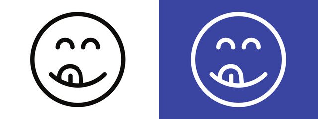 Yummy smile emoji icon logo set vector