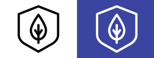 Shield with leafs icon logo set vector