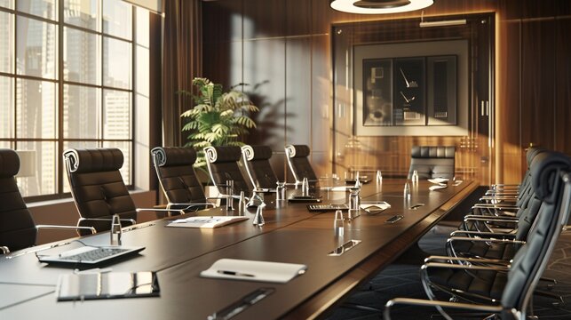 A business expansion planning session in a sophisticated boardroom, where executives discuss new markets, outline growth strategies, and allocate resources to support the company's expansion goals