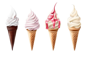 Ice cream waffle isolated on transparent background