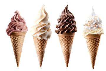 Ice cream waffle isolated on transparent background