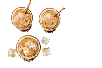Iced caramel macchiato isolated on transparent background