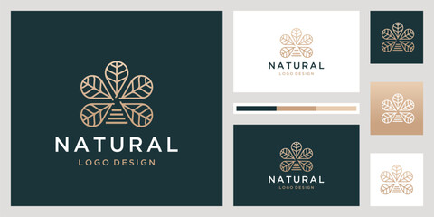 Abstract tree with business card , icon vector logo template, elegant and luxury concept