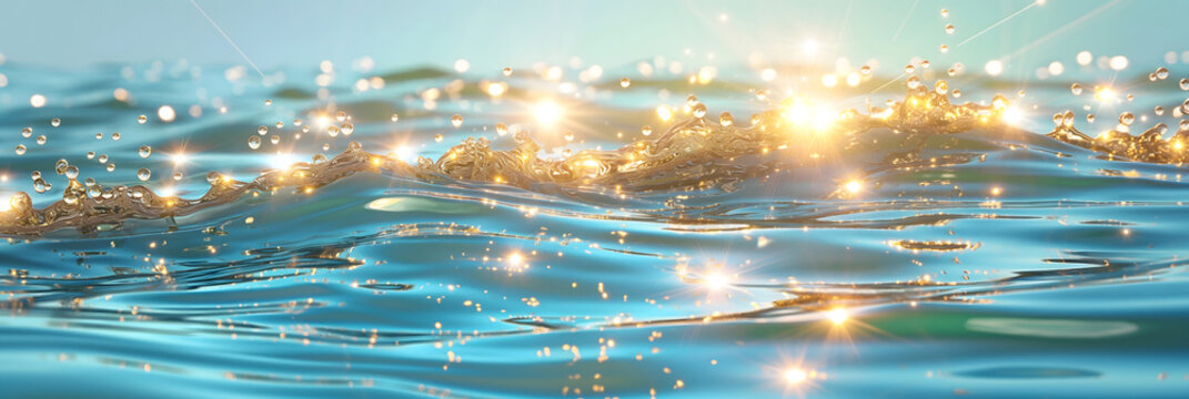 gold sparkles on the water