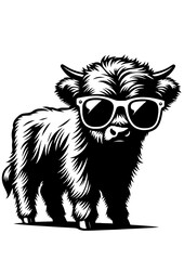 Baby Highland Cow SVG, Highland Cow in Sunglasses SVG, Animal SVG, Mammal SVG, Elephant SVG, Highland Cow Silhouette, Highland Cow Vector, Clipart, Cut file for Cricut SVG, JPG, PNG
