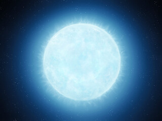 White dwarf in space isolated. Star has lost its shell. Superdense core of a dead star on a black background.