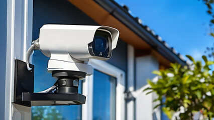 secure pole-mounted CCTV camera,theme - presents video surveillance and security measures in residential or commercial areas.