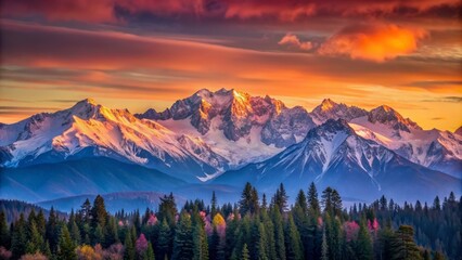 Obraz premium Soft golden light illuminates majestic olympic mountains set against vibrant hues of pink orange and purple during breathtaking serene morning dawn in washington state.
