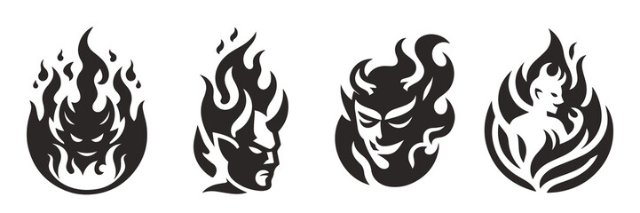 cool, funny devil vector design with different characters