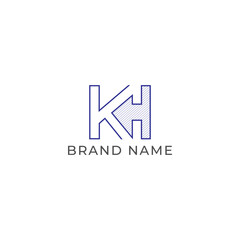 ILLUSTRATION LETTER K H LINES GEOMETRIC BLUE COLOR TECH LOGO ICON TEMPLATE DESIGN VECTOR