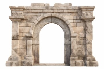 Obraz premium Stone ancient architectural door architecture gate white background.