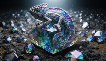natural color diamond chameleon, generative AI