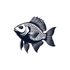 Obraz premium Vector illustration of Tilapia fish isolated on white background. Tilapia fish glyph icon. Badge for design seafood packaging. Logo Design for Fish Farming Business