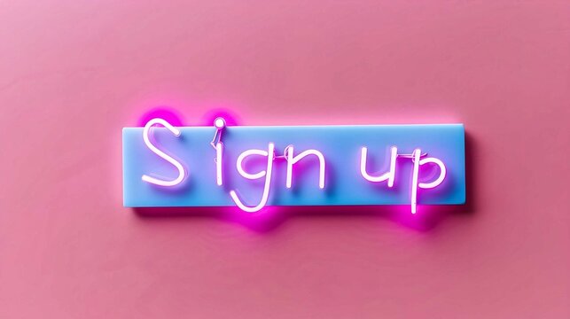 Neon Sign Up Sign on Pink Background
