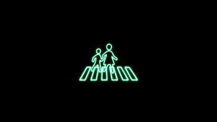 Neon line Pedestrian crossing sign. abstract road crossing.