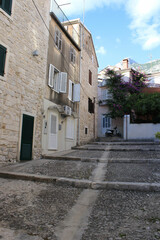 stairs in a cozy small street ,in Makarska, Croatia