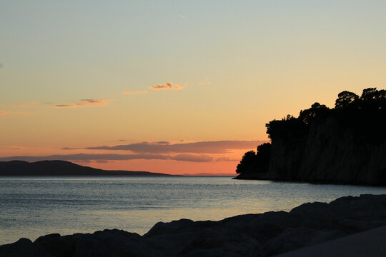 lovely orange sudown in Makarska, Croatia