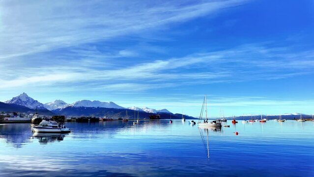 View of the Ushuaia Bay, Tierra del Fuego Patagonia